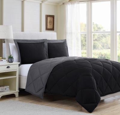 China Black Grey Microfiber Comforter Queen Size Black Microfiber Comforter Pre Washable for sale