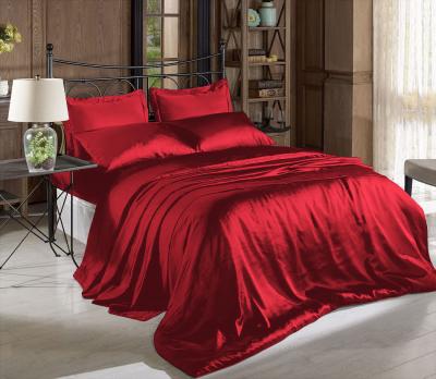 China All Season Satin Bed Sheet Set Machine Washable Silk Satin Sheets Twin Size for sale