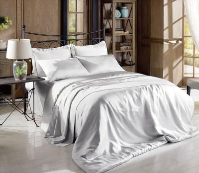 China Sateíno Tecido Satinado Lenço de cama Branco Preto Cinzento Set de Lenço de Seda à venda