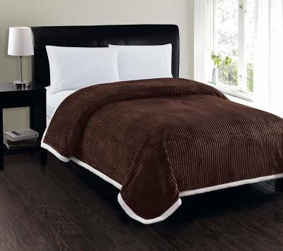 China Ultra Soft Brown Flannel Blanket Plain Jacquard Style All Seasons With Circular Corners for sale