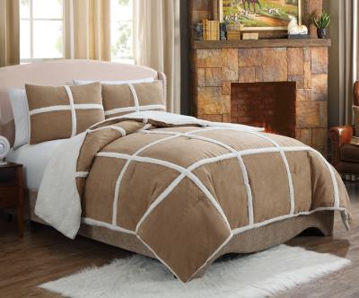 China Luxuriously Soft Winter Soft Suede Quilted Comforter Suede Duvet with Plush Polyester Filling for sale