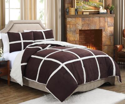 China Brown Super Soft Microfleece Duvet Set Suede Comforter With 100% Polyester Filling for sale