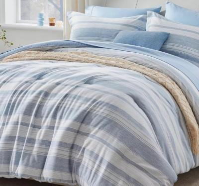 China Customized Cationic Washable Printed Duvet Comforter Blue Stripe Washable Comforter Cover for sale