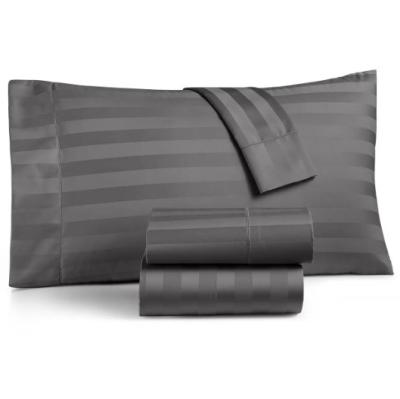 China Satin Stripe Flap Pillow Case Luxurious Hidden Zipper Closure Grey Pillow Cases for sale