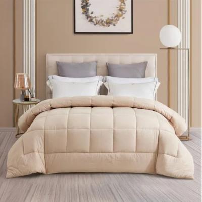 China Beige Tailored Box-Stitched Queen Comforter Soft Polyester Microfiber For All-Season Bedding for sale