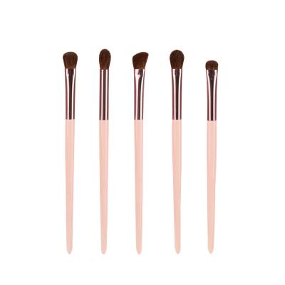 China Best Quality Pony Hair Eyeshadow Highlight Brush 5pcs Eyeshadow Eye Highlight Brush With Pink PU Pouch for sale