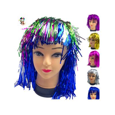 China Carnival Silky Straight Cheap Party Colors Wave Tinsel Wigs Unisex Shorts HPC-0023 for sale