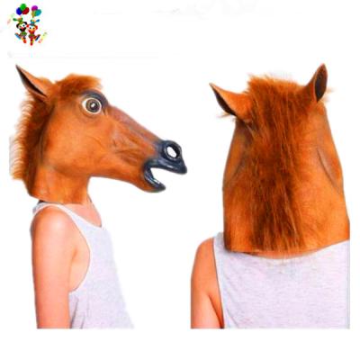 China Full Brown Color Horse Cosplay Costume Animal Horse Costume Party Full Head Latex Costume Animal Head Mask HPC-0403 for sale