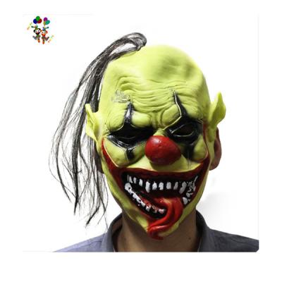 China Green Face Clown Halloween Adult Scary Rubber Party Mask Green Face Clown Mask HPC-0406 for sale