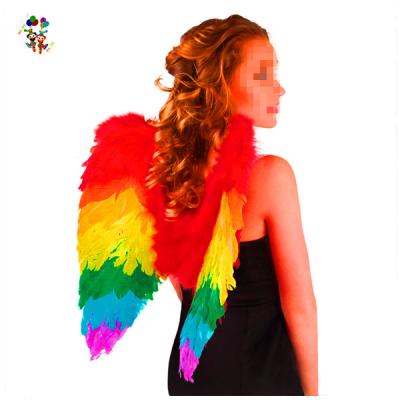 China Rainbow Color Feather Angel Wings HPC-0801 Adult Party Costume Large for sale