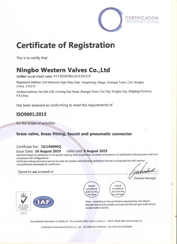 ISO9001 - Ningbo Western Fitting Co., Ltd.