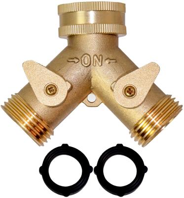 China Garden Hose Y 3 Way Hose Connector Brass Splitter Faucet Connector Mixer Tap Adapter 3/4