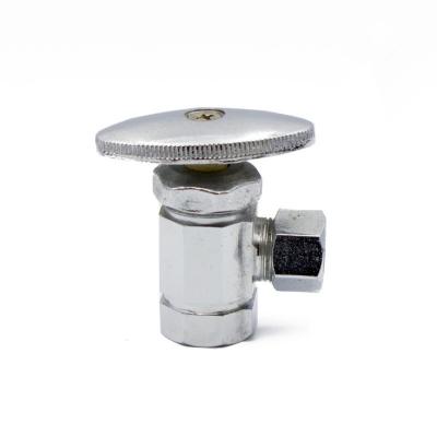 China Used for 1/4 or 3/8 OD Copper Plastic Pipe Chrome Plated Brass Construction Forged Brass Angle Valve with E2-Connector Style Adapter for sale