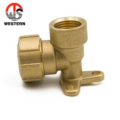 China Brass Home Wall Mounted Plate Compression Elbow PE Brass Pipe Fitting for sale