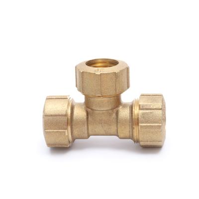 China Brass Most Popular Dot Gas PE Pipe Fitting Water Supply Coupler Equal Brass Tee For Ppr Pipe for sale