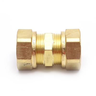 China OEM & DOM Customized Hexagonal Straight Brass Coupler Double-End Equal / Reducing Forged Brass Compression Fitting for sale