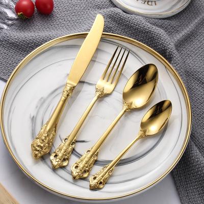 China Sustainable Wholesale Luxury Reusable Flatware Stainless Steel Cutlery Set Customized Logo for sale