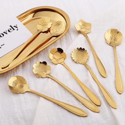 China Sustainable High Quality 304 Stainless Steel Cherry Spoon Wedding Mounted Spoon Souvenirs Stainless Steel Teaspoon for sale