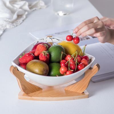 China Wholesale Nordic Fruit Salad Decoration Pattern Marble Style Bowl Stocked Ceramic Dish for sale