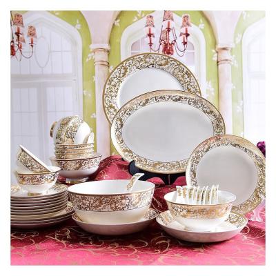 China New Design Dinnerware Sets Luxury Hand Stocked Printing Bone China Dinnerware Dinnerware Sets for sale