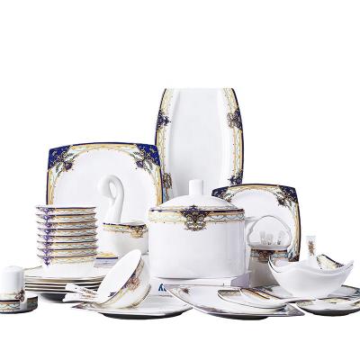 China High quality hot sale new design market bone china stocked dinnerware sets dish bowl dinnerware sets for sale