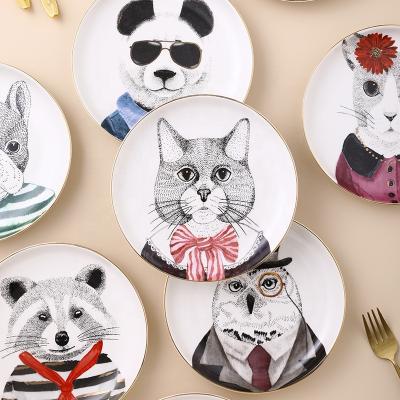 China Wholesale cis ceramic dishes viable creative cartoon animal designs tableware dish home restaurant western gift ceramic dinner dish for sale