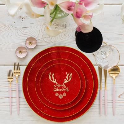 China New Designs Christmas Ceramic Plate Decorations Christmas Stocked Ceramic Tableware Sets Christmas Plate Plate Sets for sale