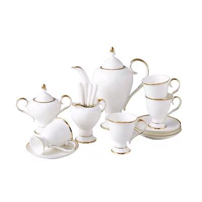 China Jingdezhen Pure Ceramic Platinum Coffee Set Cup Saucer Teapot Set for sale