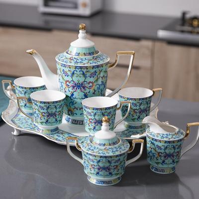 China Wholesale Ceramic Luxury Fine Bone China Stocked Colorful Coffeeware Drinkware Sets Porcelain Tableware Coffee Cup Set for sale