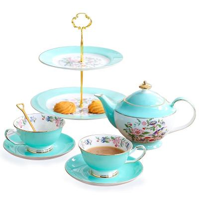 China New Stocked Luxury Bone China Tea Cup Pot Set Porcelain Coffee Tableware Ceramic Coffee Tea Sets for sale