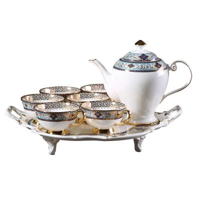 China European Style Cafe Stocked Bone China Set Luxury Afternoon Tea Set Decoration Decoration With Tray for sale