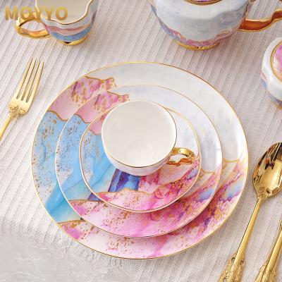 China Factory Wholesale Stocked Bone China Dish 11pcs Ceramic Dinner Sinnerware Sets for sale