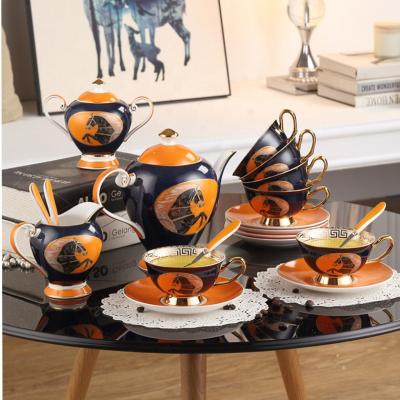 China Stored European Style Bone China Coffee Cup And Saucer Set Retro Palace British Afternoon Tea Set for sale