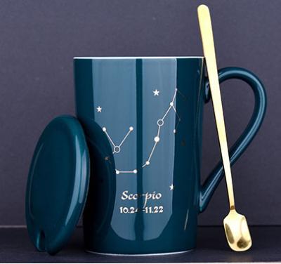 China Constellation Luxury Dark Green Ceramic Mug Couples Stocked Creative Coffee Mug for sale