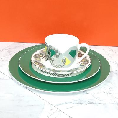 China New Designer High Quality Luxury Dinnerware Stocked Ceramic Cup And Saucer Dish Dinnerware Sets for sale