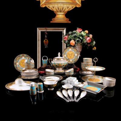 China European Style Luxury High End Dinnerware Stocked Bone China 86 Piece Dinnerware Set for sale