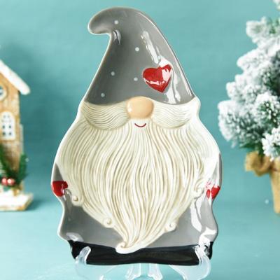 China Santa Claus Dish Ceramic Shallow Dish Tableware Hotel Decoration Stocked Western Style Dish for sale