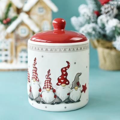 China Round Sealed Creative Jar Large Ceramic Pot Christmas Gift Storage Stocked for sale