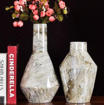 China Nordic Ceramic Stone Grain Vase Home Countertop Decoration Stocked Luminous Outdoor Ornaments for sale