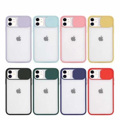 China Anti-fall Slide Camera Lens Protective Push-Pull Phone Case For iPhone Matte Transparent Soft Back Cove for sale