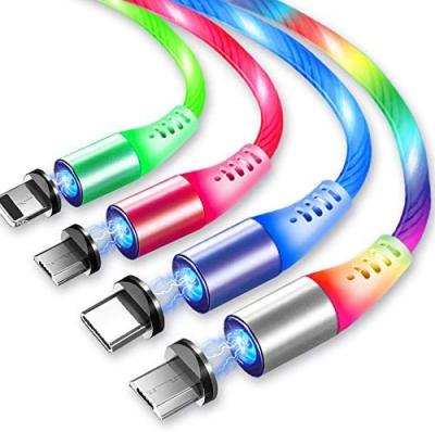 China MP3/MP4 Player For 3 In 1 Fast Charging LED Illuminated Quick Connect 360 Magnetic USB Cable Light Chargers for sale