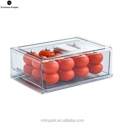 China Freshness Preservation Kitchen Stackable Refrigerator Food Storage Container Clear Plastic Vegetable Box for sale