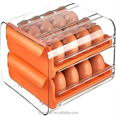 China Stackable Clear Freshness Keeping Organizer Drawers 32 Grid Egg Storage Container Box Box Egg Rack For Fridge for sale