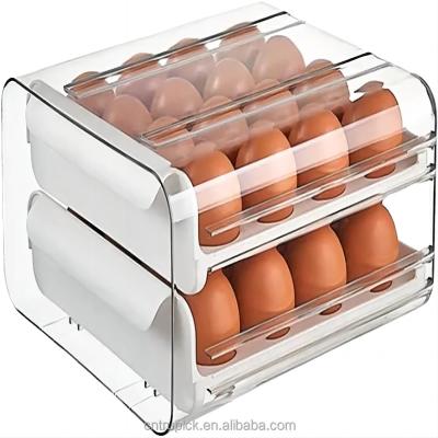 China 32 Capacity Egg Storage Box 2 Drawers Egg Storage Container Organizer Bin Egg Holder Freshness Keeping For Fridge for sale