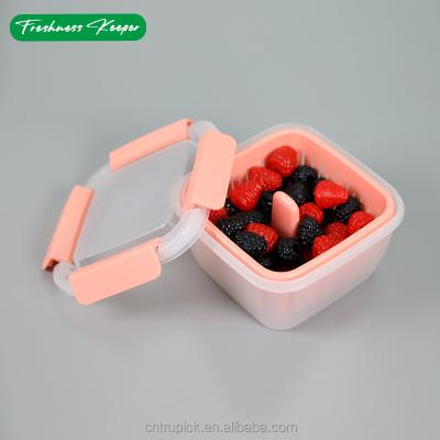 China Stored Muti-Use 1100ml Berry Basket Berry Keeper Plastic Containers Red Color For Fridge for sale