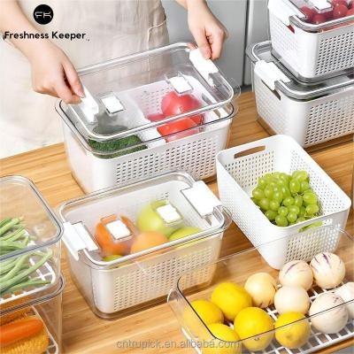 China Freshness Preservation Food Grade PET Vegetable Storage Produce Containers For Refrigerator for sale