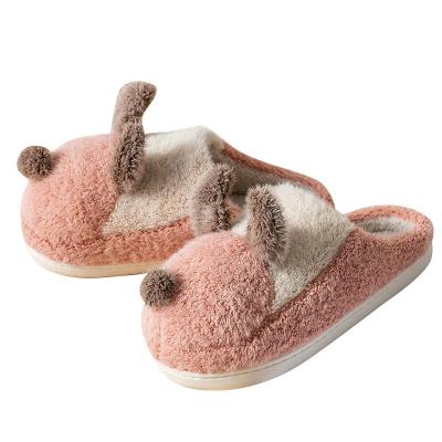 China Fashion trend baiyi cartoon cotton slippers plus velvet warm indoor shoes parent-child non-slip cotton slippers for sale