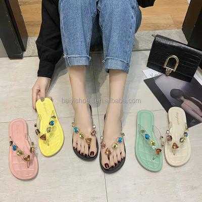 China Diamond Flip Flops Stylish Daily Slipper Fashion Trend Baiyi Sandals Thin Flip Flop Women for sale