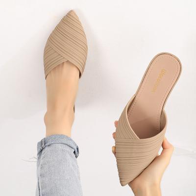 China Fashion trend baiyi fashion headed outer thick heel slippers formal ladies sandals shoes ladies for sale