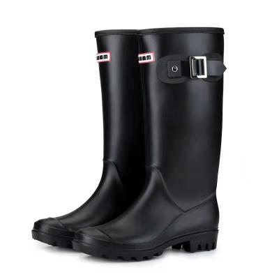 China Fashion trend Baiyi fashion women high top PVC rain boots motorcycle boots long-tube water shoes rain boots for sale